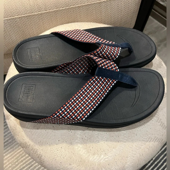 Fitflops with red white and blue strap size 10 - Picture 2 of 8
